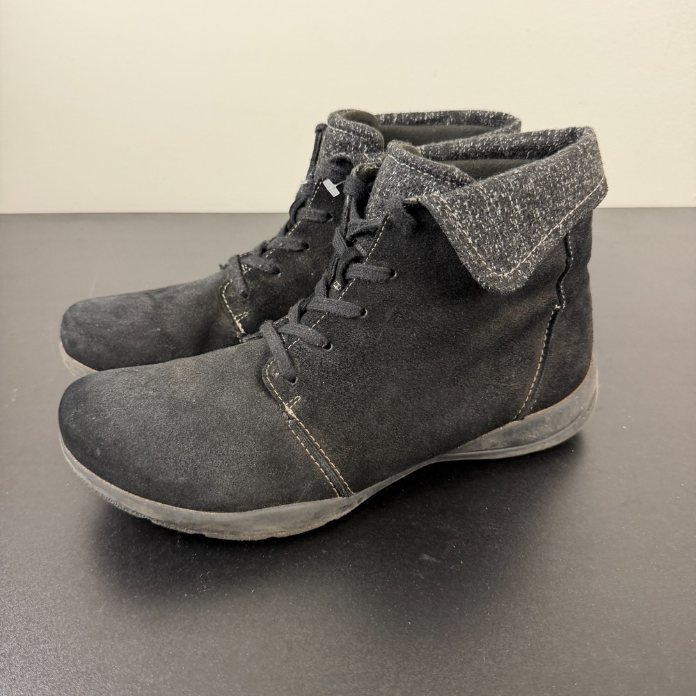 Clarks Collection Ankle Boots Women's 10M Black Suede Comfort Lace Up Casual